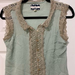 Lace delicate blouse seafoam green with lace